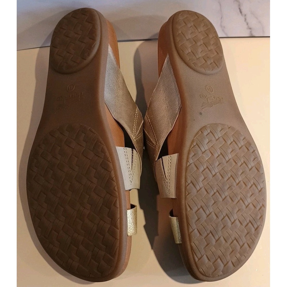 Dansko Women 41 US 10- 10.5 Joanna Strappy Slide Sandal Tan Metal Leather - Picture 6 of 9